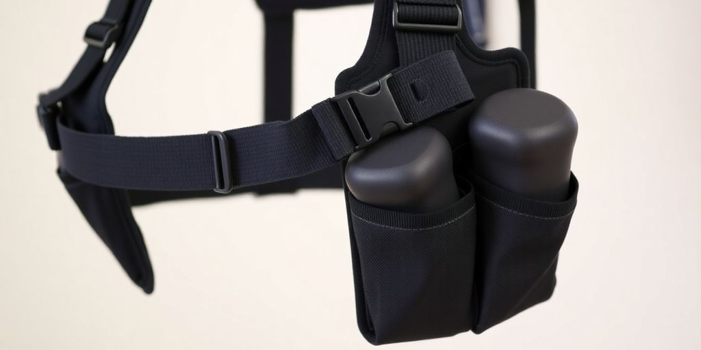 Photograph of a weighted vest with adjustable straps.