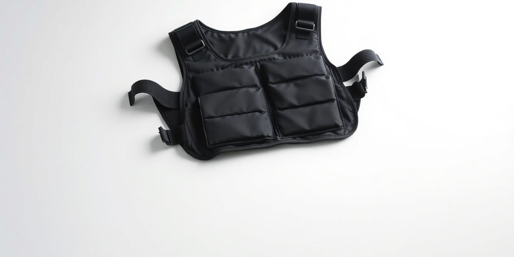 Close-up of a weighted vest on a surface.